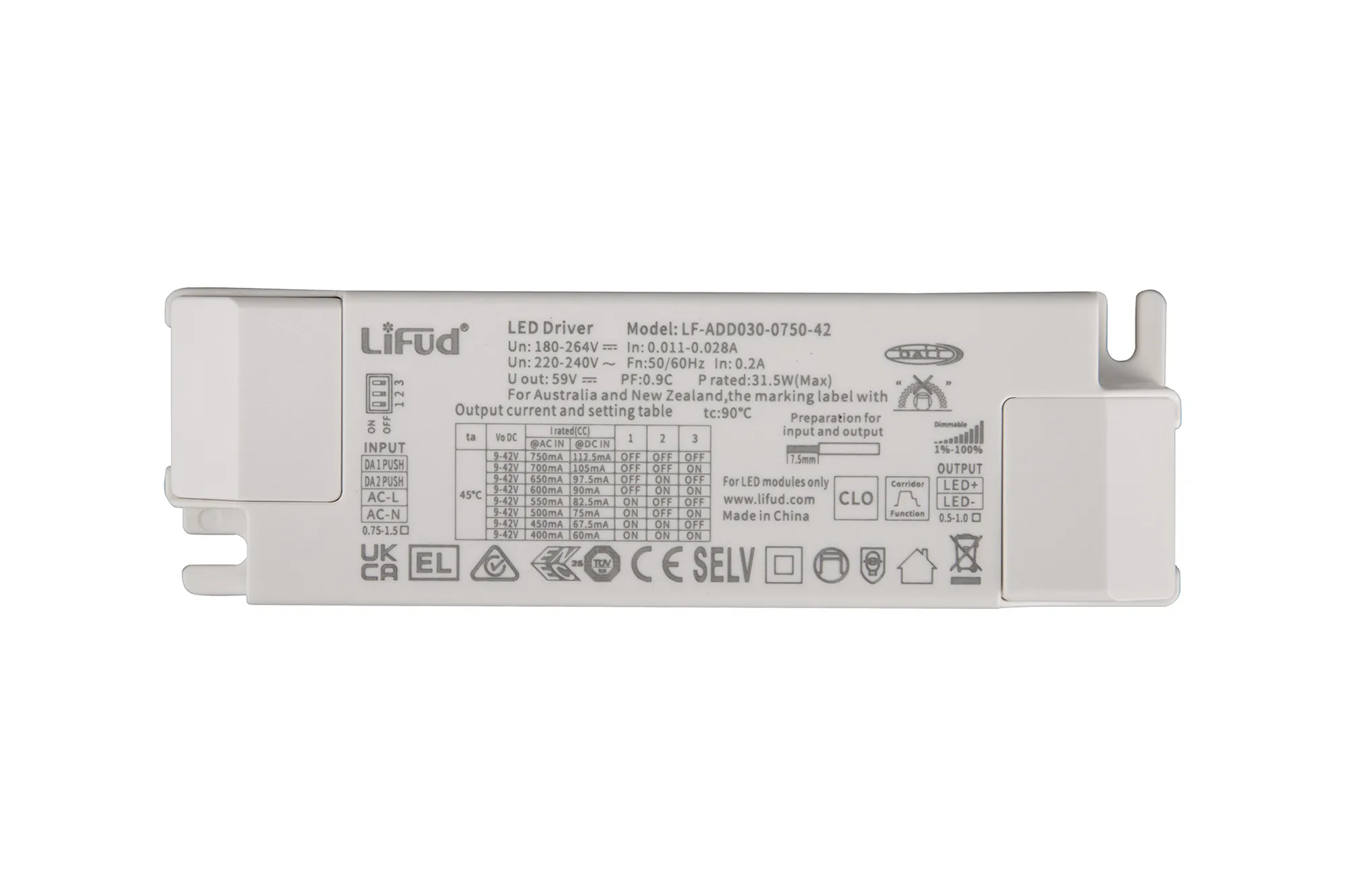 M8803  Sunset, 20W, 500mA, LED Driver, Dali Push, 5yrs Warranty